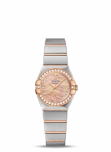 Omega Constellation Quartz 24 Brushed Stainless Steel / Red Gold / Diamond / Wavy Brown MOP 123.25.24.60.57.002 (12325246057002)